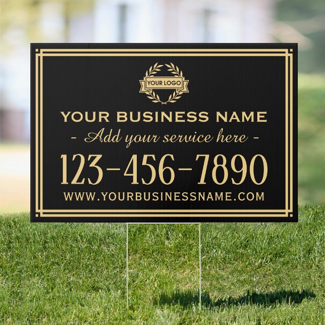 Classic Business Logo Vintage Black Gold Yard Sign (Creator Uploaded)