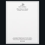 Classic Business Monogram Instagram Black Border Letterhead<br><div class="desc">This elegant black and white business monogram logo letterhead template features a small black border, a charming butterfly with transparent wings, and your initials in classic script. The letterhead footer includes space for your name, address, phone number, email address, website, and social media presence, including Facebook, Instagram, Pinterest, and YouTube...</div>
