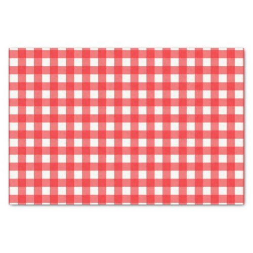 Classic Cafe Red Gingham Checked Pattern Tissue Paper