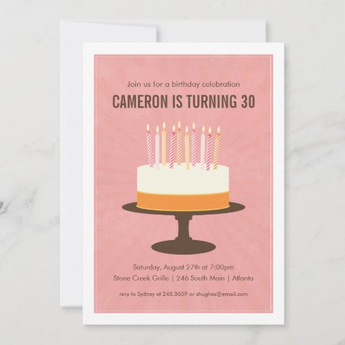 Classic Cake Birthday Invitation in Pink