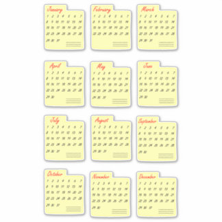 Classic Calendar Months Any Year Sticker Pack