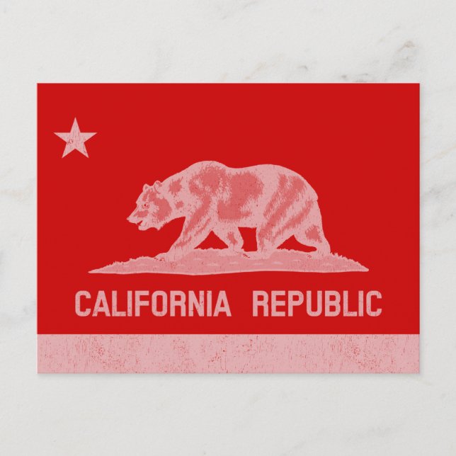 Classic California Bear Flag Graphic Postcard (Front)