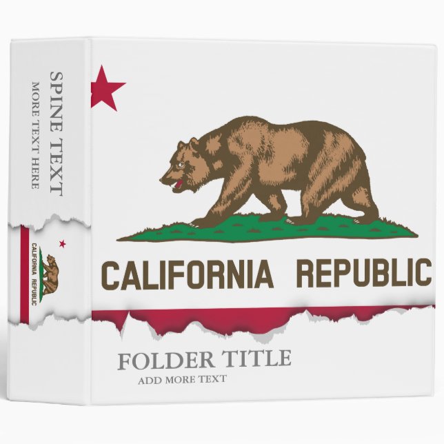 Classic California State Flag Binder (Front/Spine)