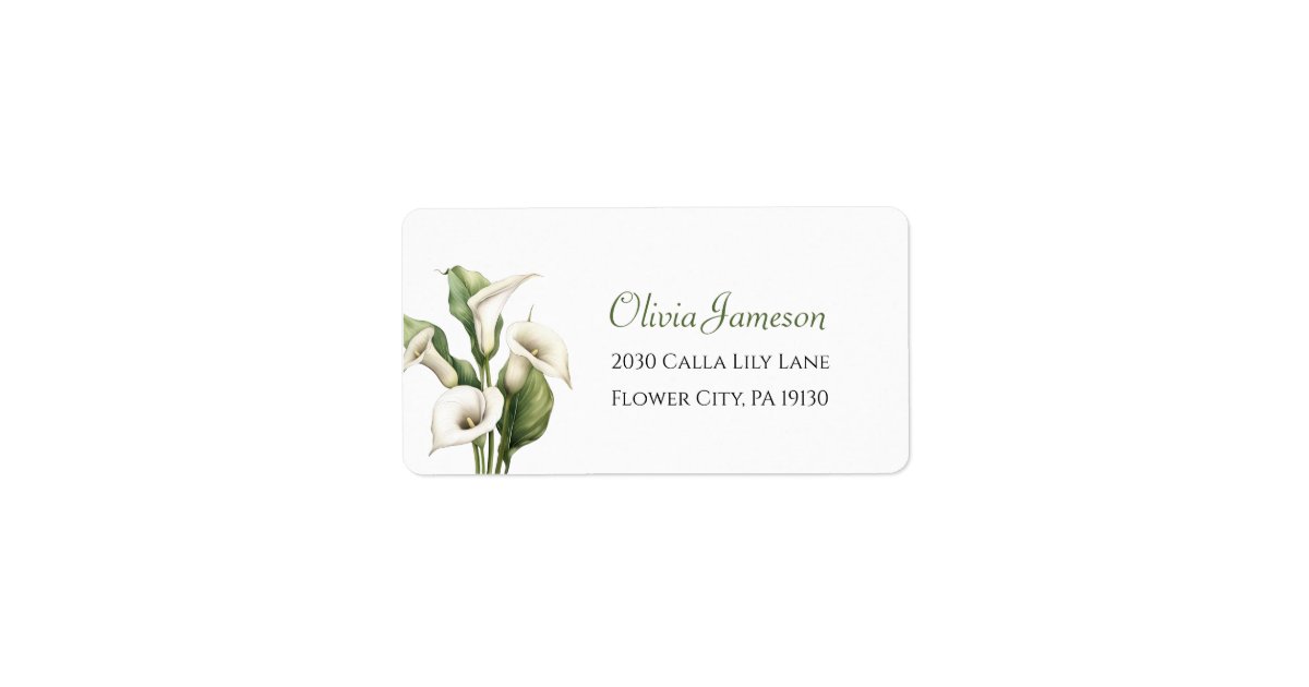 Classic Calla Lily Address Label | Zazzle