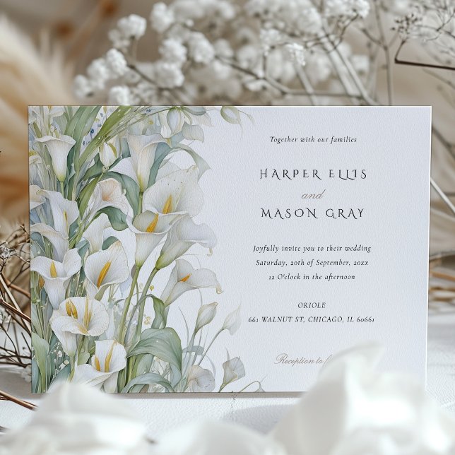 Classic Calla Lily Elegant Pastel Wedding Invite (Creator Uploaded)