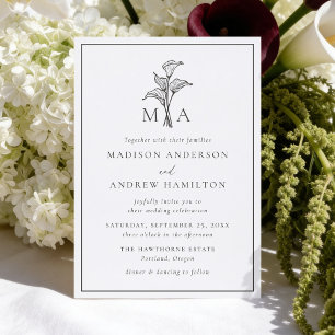 Classic Calla Lily Wedding Letterpress Invitation