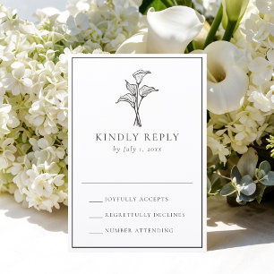 Classic Calla Lily Wedding Letterpress RSVP Cards