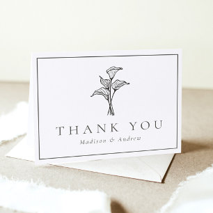 Classic Calla Lily Wedding Letterpress Thank You Card