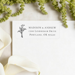 Classic Calla Lily Wedding Return Address Label