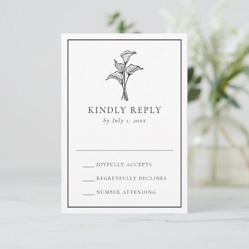 Classic Calla Lily Wedding RSVP Card