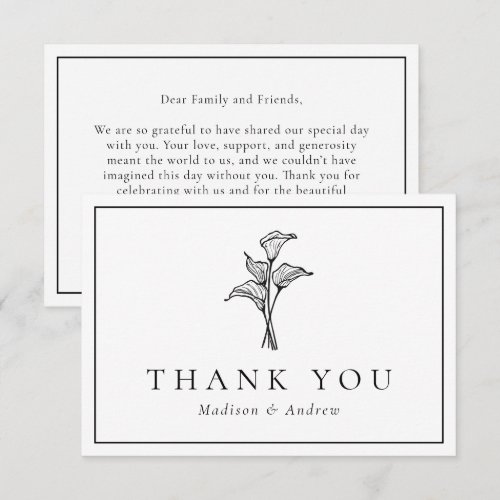 Classic Calla Lily Wedding Thank You Card