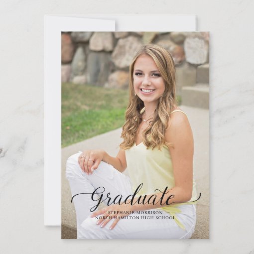 Classic Calligraphy 2023 Photo Graduation Party Invitation | Zazzle