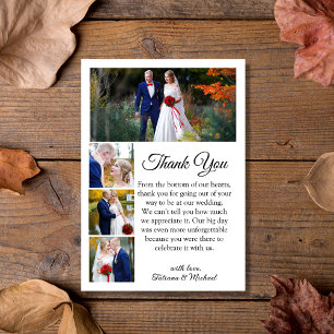 classic calligraphy 4 photos fall wedding thank you card