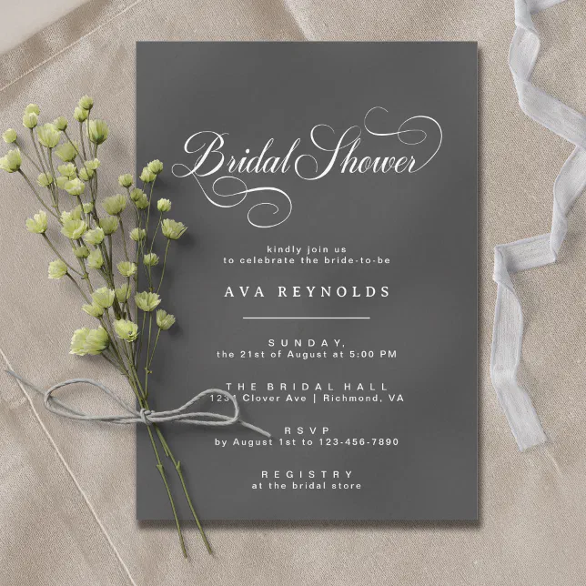 Classic Calligraphy Black And White Bridal Shower Invitation Zazzle