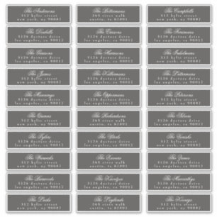 Classic Calligraphy Dark Gray Guest Address label