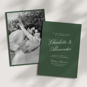 Classic Calligraphy Dark Sage Old Money Wedding Invitation
