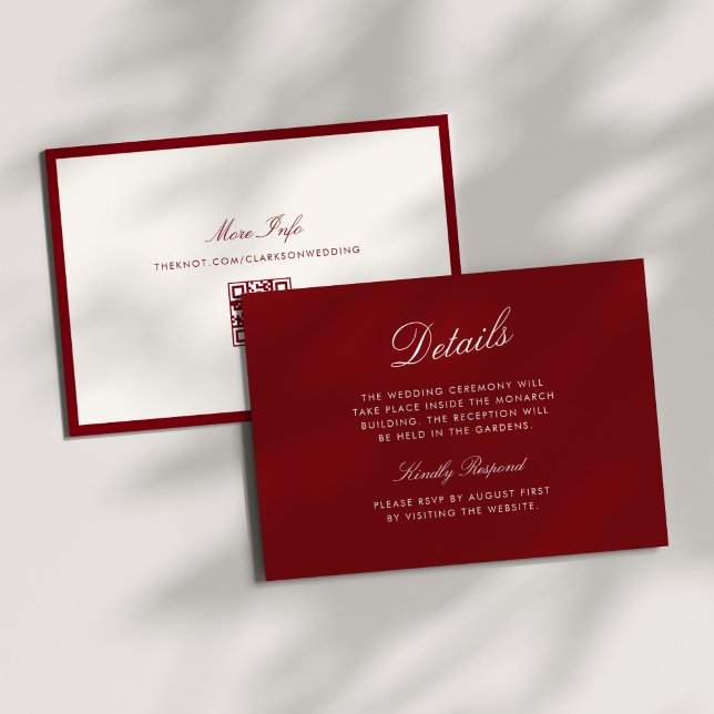 Classic Calligraphy Deep Red Old Money Details Invitation (Creator Uploaded)