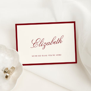 Classic Calligraphy Deep Red Old Money Place Card