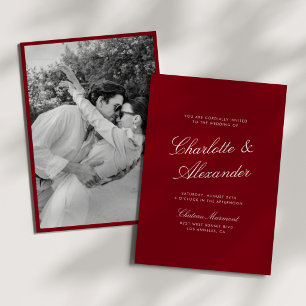 Classic Calligraphy Deep Red Old Money Wedding Invitation