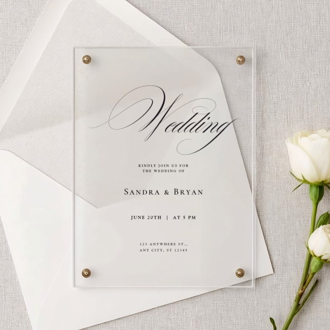 Classic Calligraphy Elegant Wedding Acrylic Invitations (Creator Uploaded)