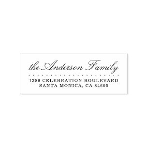 Classic Calligraphy Family Name & Return Address Rubber Stamp
