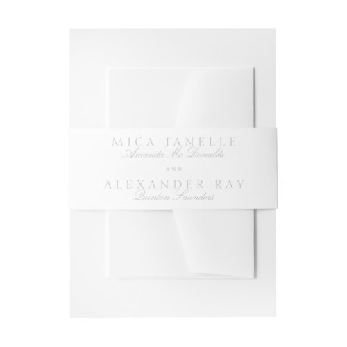 Classic Calligraphy Formal Light Grey Wedding Invitation Belly Band