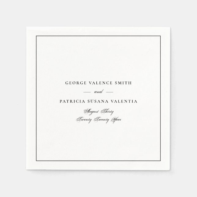 Classic Calligraphy Framed Wedding Napkins (Front)