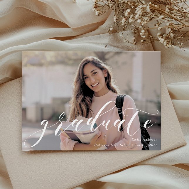 Classic Calligraphy Graduation Photo Announcement (Creator Uploaded)