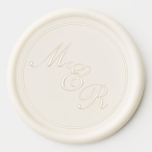 Classic Calligraphy Initials Ivory White Wedding Wax Seal Sticker