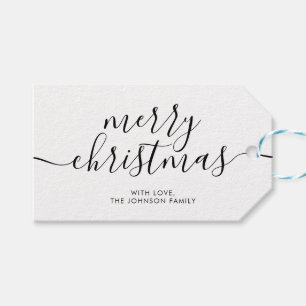 Classic Calligraphy Merry Christmas Holiday Gift Tags