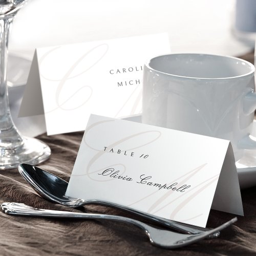 Classic Calligraphy Monogram Foldable Place Card