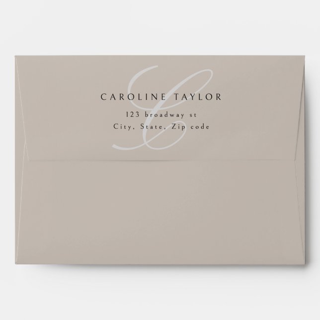 Classic Calligraphy Monogram Return Address Envelope (Back (Top Flap))