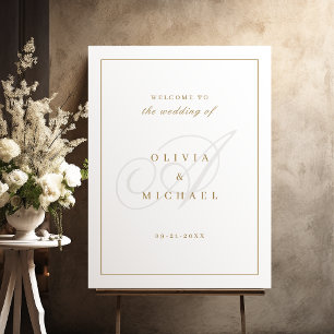Classic Calligraphy Monogram Wedding Welcome Sign