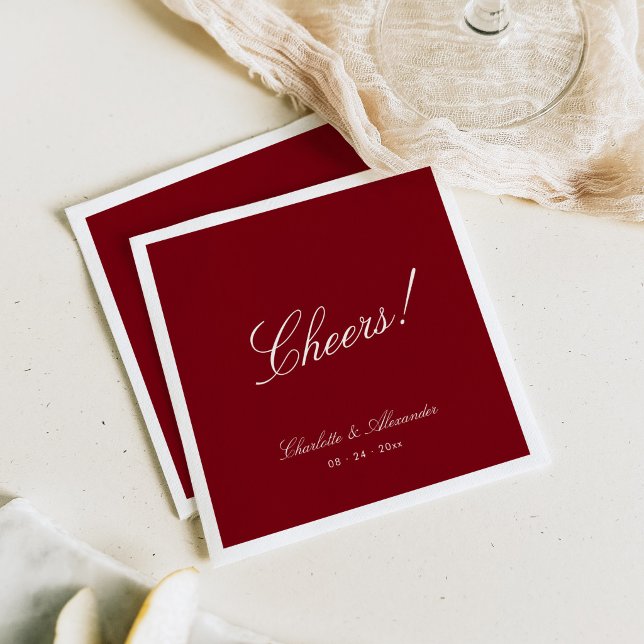 Classic Calligraphy Old Money Deep Red Wedding Napkins (Creator Uploaded)