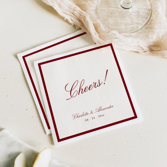 Classic Calligraphy Old Money Deep Red Wedding Napkins (Creator Uploaded)