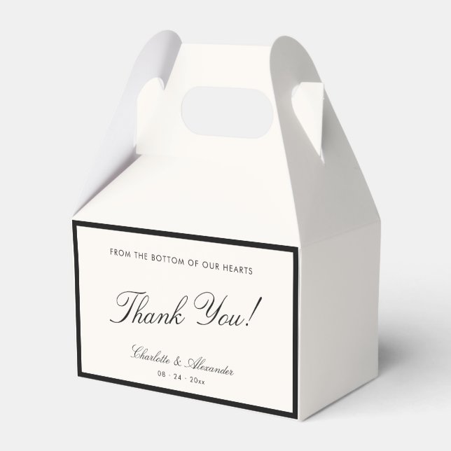 Classic Calligraphy Old Money Wedding Favor Boxes (Front Side)