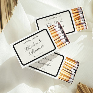 Classic Calligraphy Old Money Wedding Matchboxes