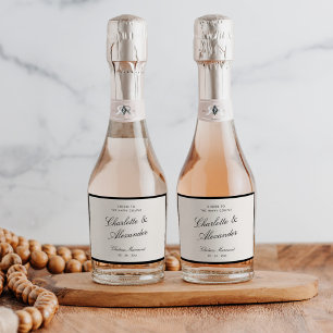 Classic Calligraphy Old Money Wedding Sparkling Wine Label