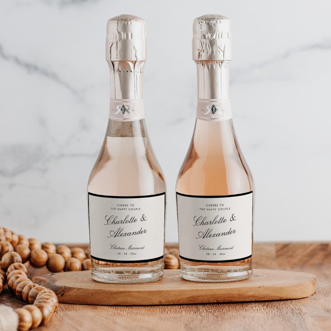 Classic Calligraphy Old Money Wedding Sparkling Wine Label (Creator Uploaded)