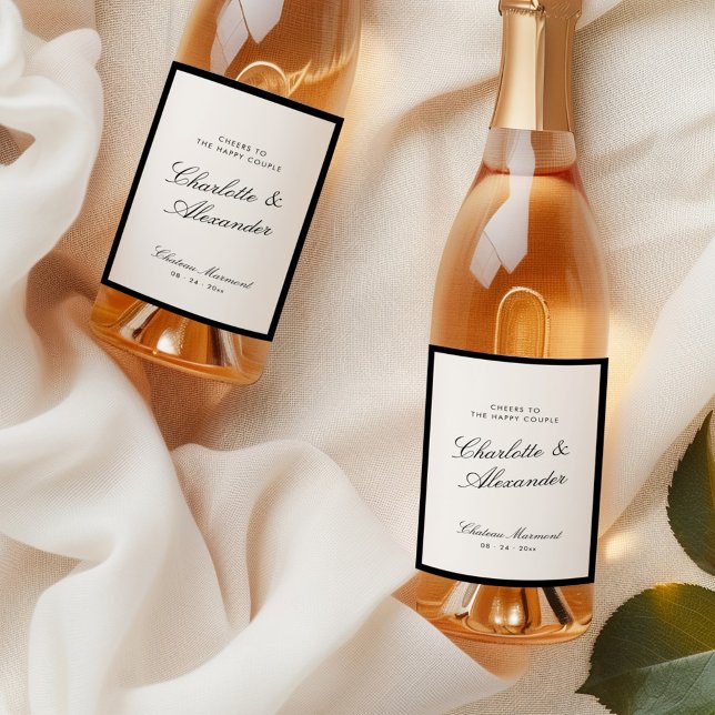 Classic Calligraphy Old Money Wedding Wine Label (Creator Uploaded)