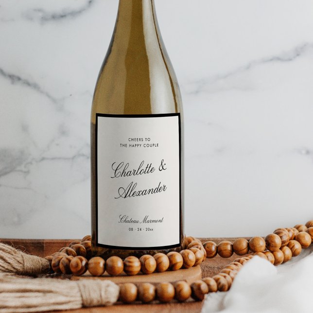 Classic Calligraphy Old Money Wedding Wine Label (Creator Uploaded)
