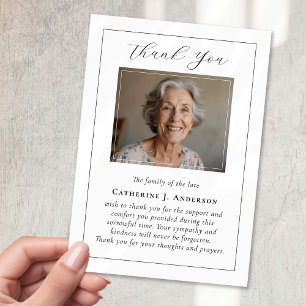 Classic Calligraphy Photo Sympathy Funeral Thank You Card