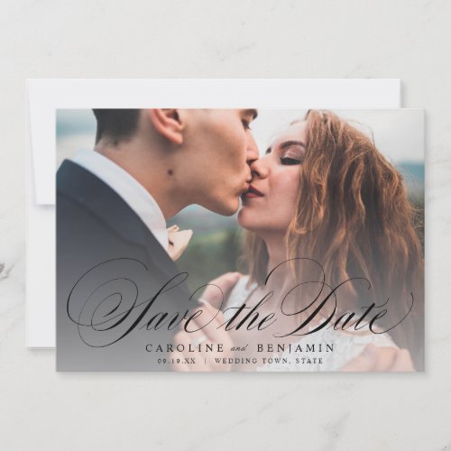 Classic calligraphy photo wedding save the date