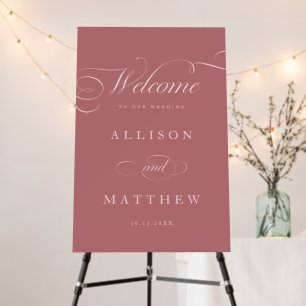 Classic Calligraphy Pink Wedding Welcome Sign