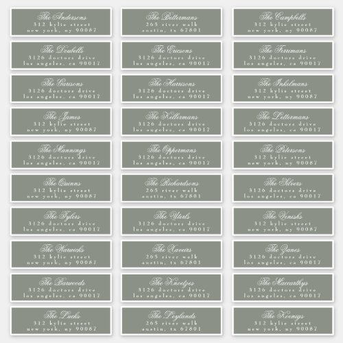 Classic Calligraphy Sage Green Guest Address label