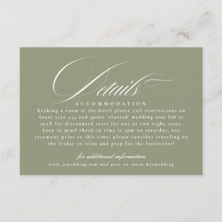 Classic Calligraphy Sage Green Wedding Details Enclosure Card