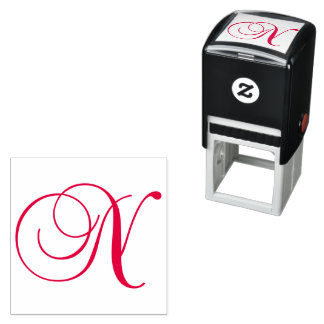 Classic Calligraphy Script Letter N Monogram Self-inking Stamp