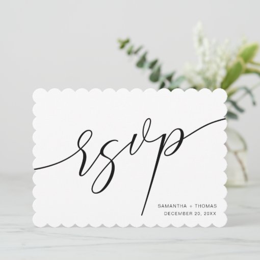 Classic Calligraphy Script Wedding RSVP Card | Zazzle