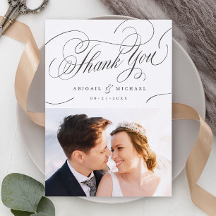 Classic calligraphy vintage thank you letterpress photo cards