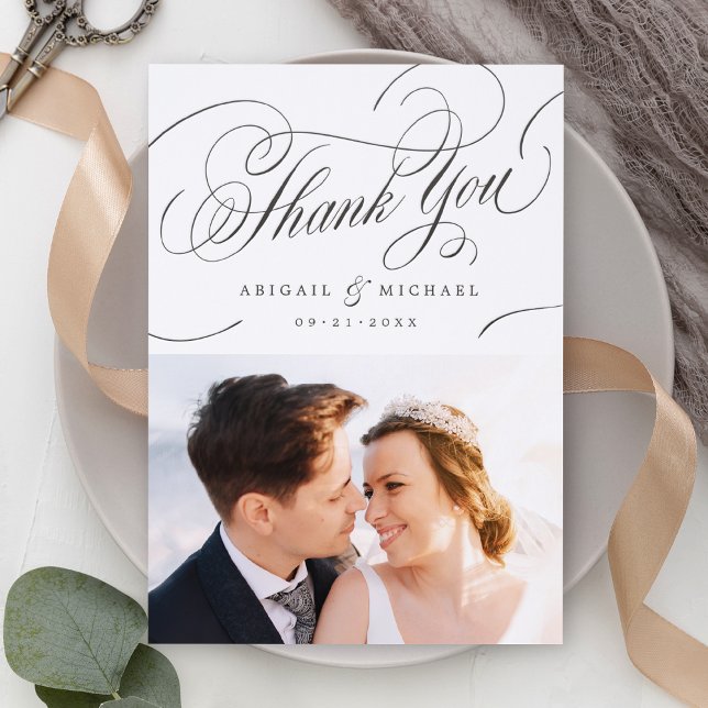Classic calligraphy vintage thank you letterpress photo cards (Classic calligraphy vintage thank you letterpress photo cards)